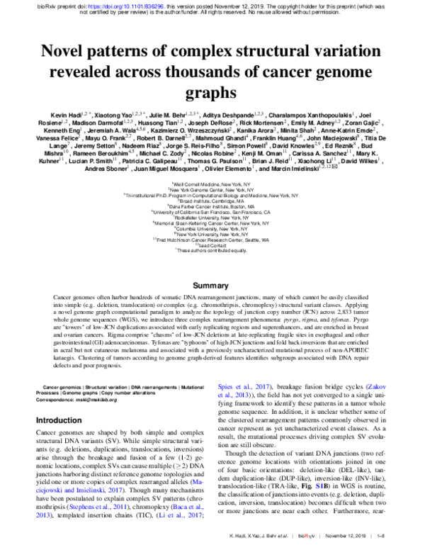 (PDF) Novel patterns of complex structural variation revealed across ...