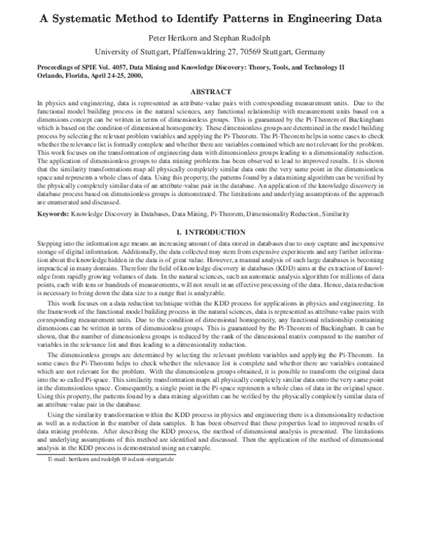 (PDF) A Systematic Method to Identify Patterns in Engineering Data