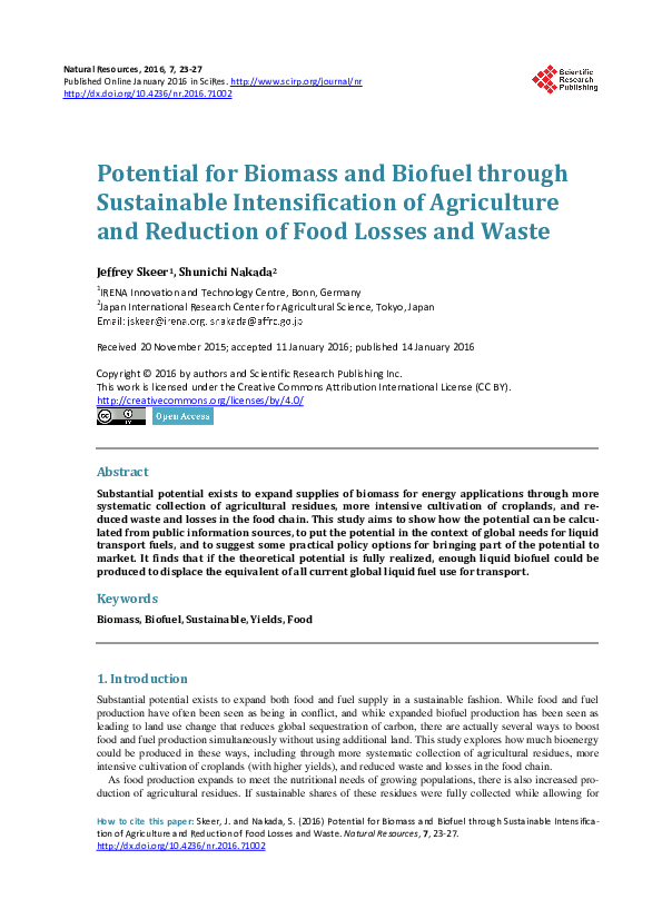 (PDF) Potential for Biomass and Biofuel through Sustainable ...