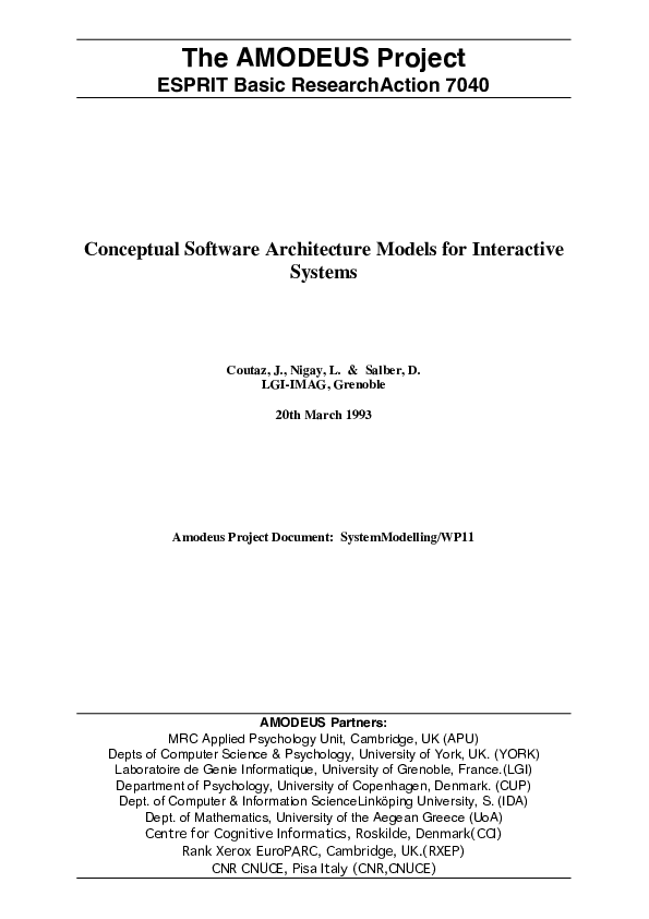 (PDF) Conceptual software architecture models for interactive system