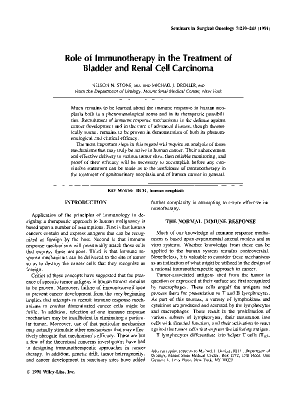 (PDF) Role of immunotherapy in the treatment of bladder and renal cell ...