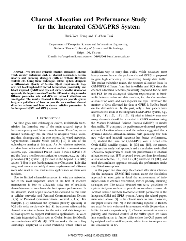 (PDF) Channel allocation and performance study for the integrated GSM ...