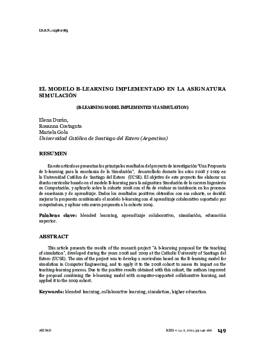 (PDF) El Modelo B-Learning Implementado en La Asignatura Simulación