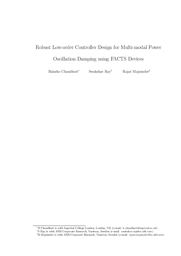 (PDF) Robust low-order controller design for multi-modal power ...