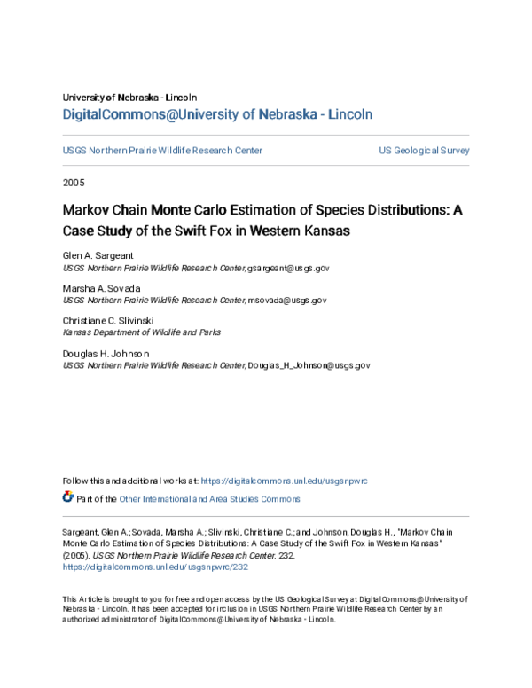 (PDF) Markov Chain Monte Carlo Estimation of Species Distributions: A ...
