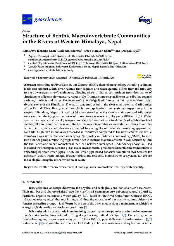 (PDF) Structure of Benthic Macroinvertebrate Communities in the Rivers ...