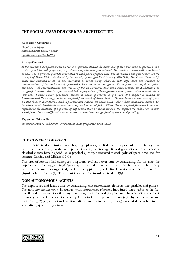 (PDF) The social field designed by architecture