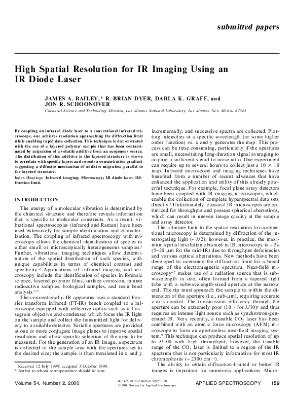 (PDF) High Spatial Resolution for IR Imaging Using an IR Diode Laser
