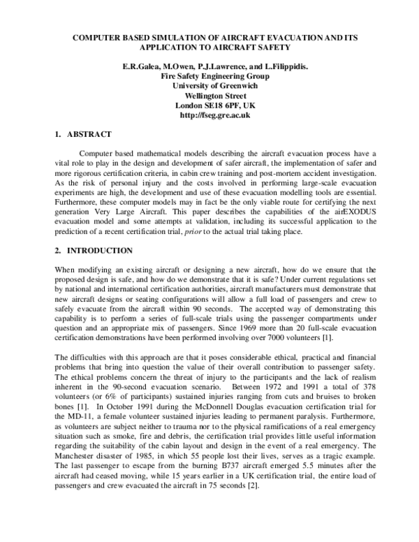 (PDF) Computer Based Simulation of Aircraft Evacuation and its ...