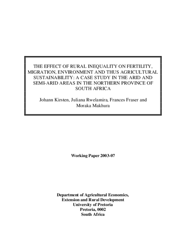 (PDF) The Effect of Rural Inequality on Fertility, Migration ...