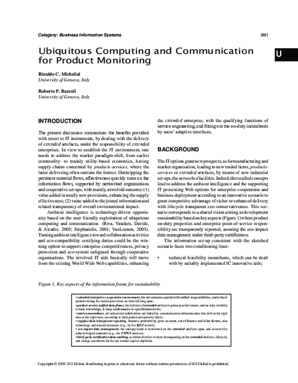(PDF) Ubiquitous Computing and Communication for Product Monitoring