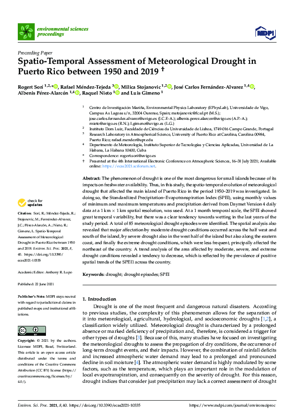 (PDF) Spatio-Temporal Assessment of Meteorological Drought in Puerto ...
