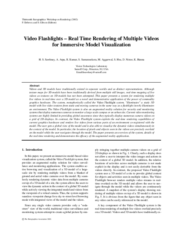 (PDF) Video Flashlights: Real Time Rendering of Multiple Videosfor ...