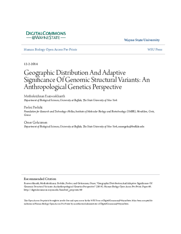 (PDF) Geographic distribution and adaptive significance of genomic ...