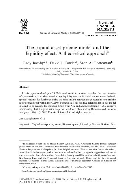 (PDF) The capital asset pricing model and the liquidity effect: A ...