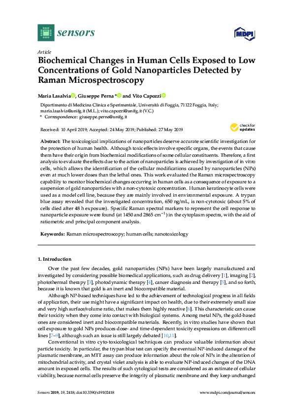 (PDF) Biochemical Effects of Gold Nanoparticles on Human Cells
