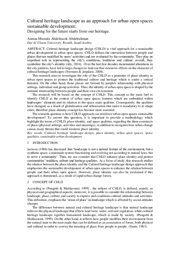 (PDF) Cultural heritage landscape as an approach for urban open spaces ...