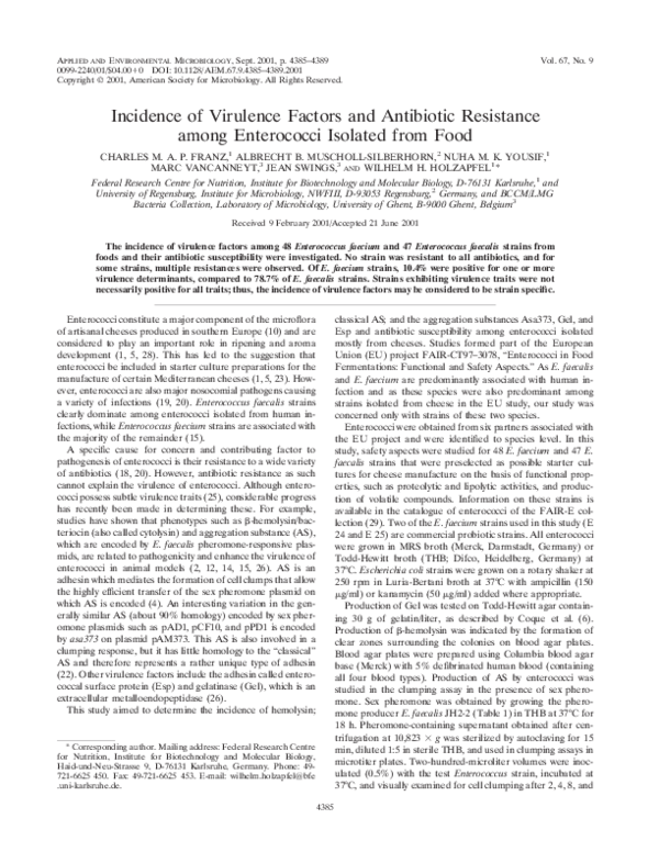 (PDF) Incidence of Virulence Factors and Antibiotic Resistance among ...
