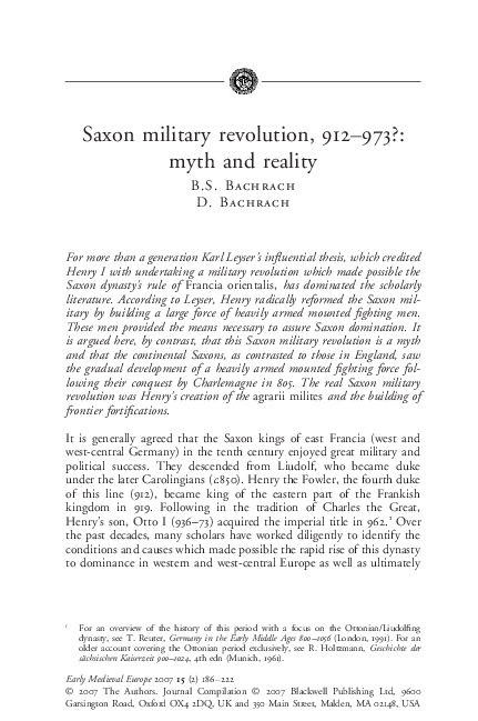 Saxon military revolution, 912-973?: myth and reality