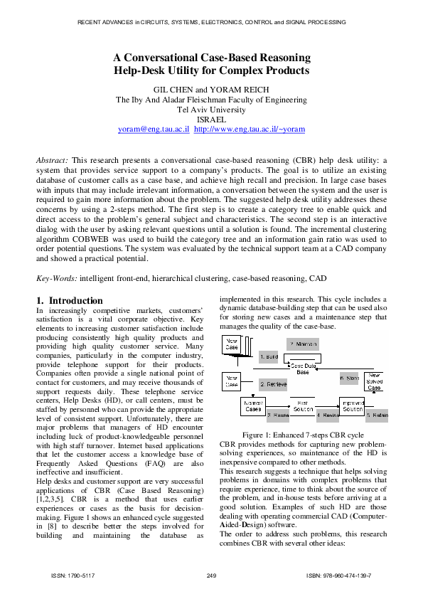 (PDF) A conversational case-based reasoning help-desk utility for ...