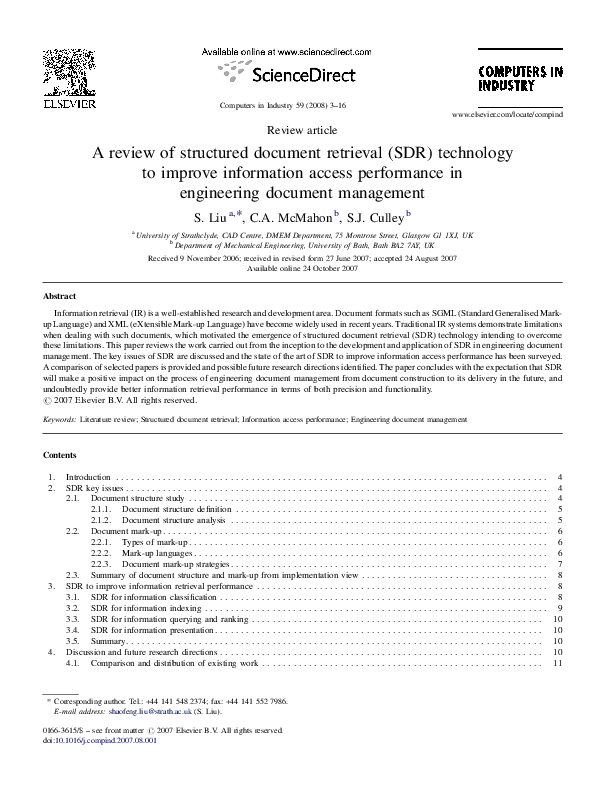 (PDF) A review of structured document retrieval (SDR) technology to ...