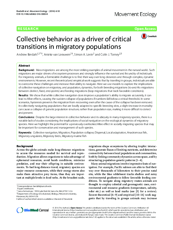 (PDF) Collective behavior as a driver of critical transitions in ...