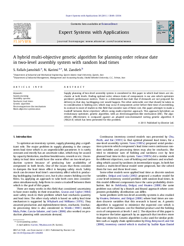 (PDF) A hybrid multi-objective genetic algorithm for planning order ...