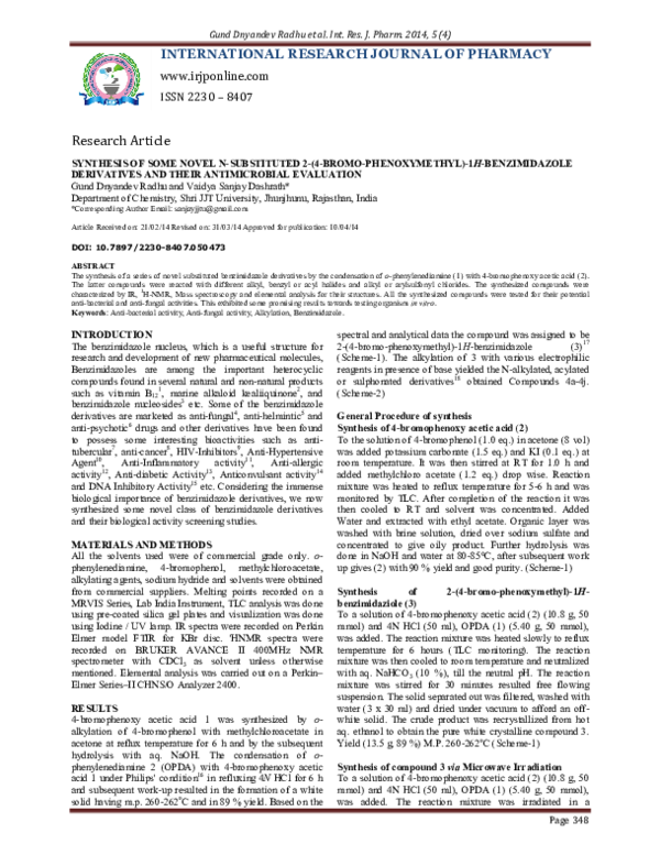 (PDF) Synthesis of Some Novel N-Substituted 2-(4-BROMO-PHENOXYMETHYL ...