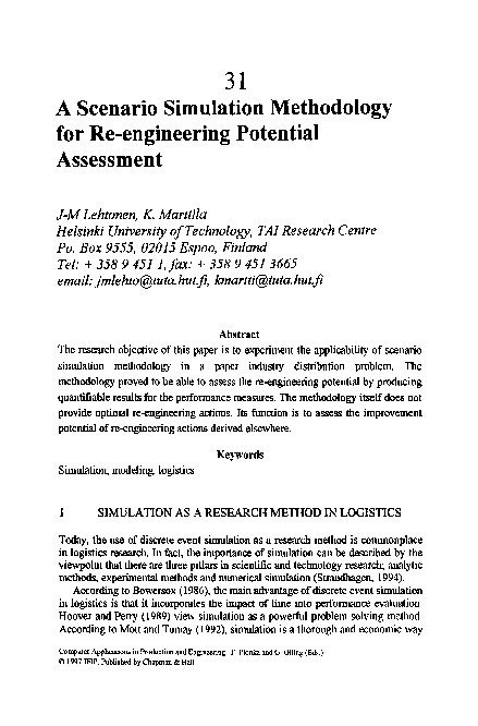 (PDF) A Scenario Simulation Methodology for Re-engineering Potential ...