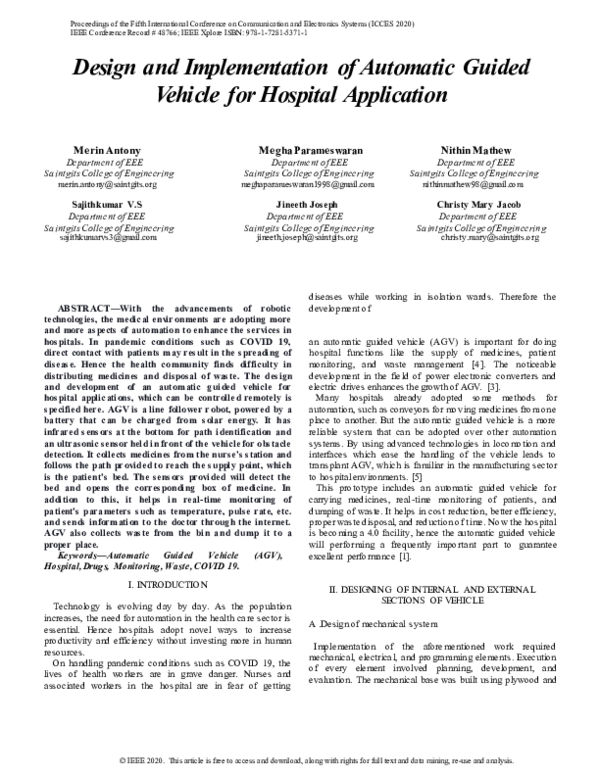 (PDF) Design and Implementation of Automatic Guided Vehicle for ...