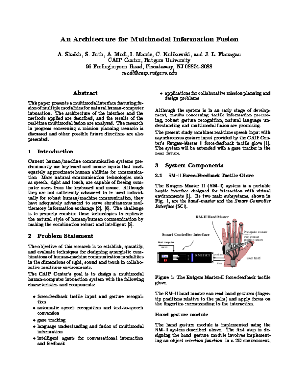 (PDF) An architecture for multimodal information fusion