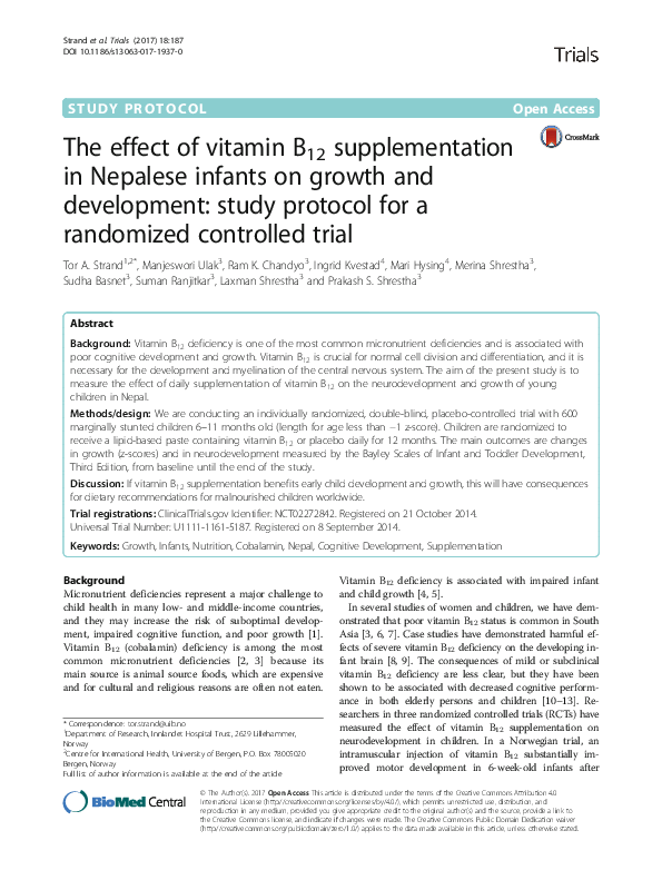 (PDF) The effect of vitamin B12 supplementation in Nepalese infants on ...