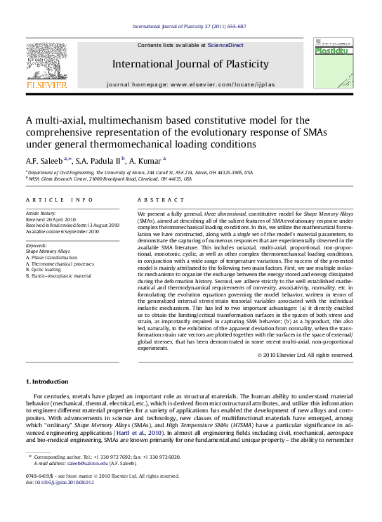 (PDF) A multi-axial, multimechanism based constitutive model for the ...