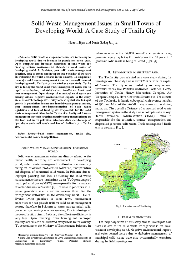 (PDF) Solid Waste Management Issues in Small Towns of Developing World ...