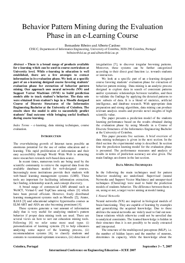 (PDF) Behavior Pattern Mining during the Evaluation Phase in an e ...