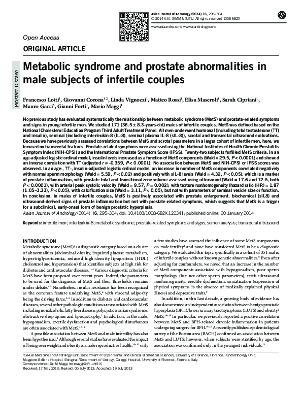 (PDF) Metabolic syndrome and prostate abnormalities in male subjects of ...