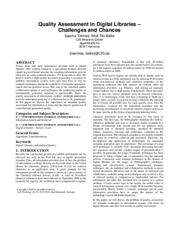 Digital Libraries: Challenges And Problems – PQYWB