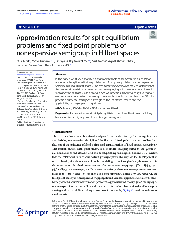 (PDF) Approximation results for split equilibrium problems and fixed ...