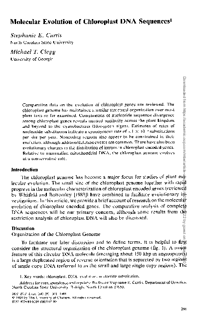 (PDF) Molecular evolution of chloroplast DNA sequences