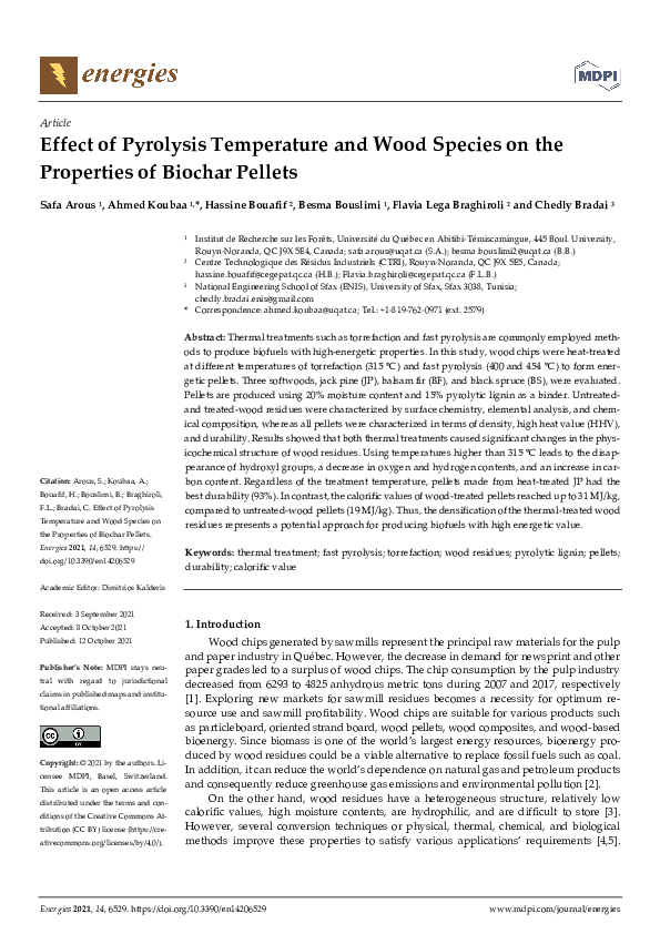 (PDF) Effect of Pyrolysis Temperature and Wood Species on the ...