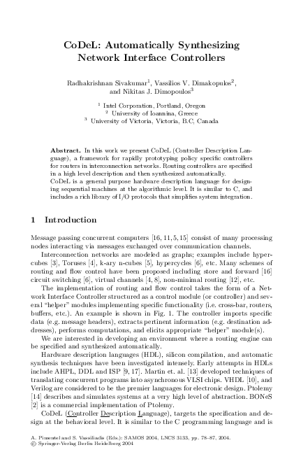 (PDF) CoDeL: Automatically Synthesizing Network Interface Controllers
