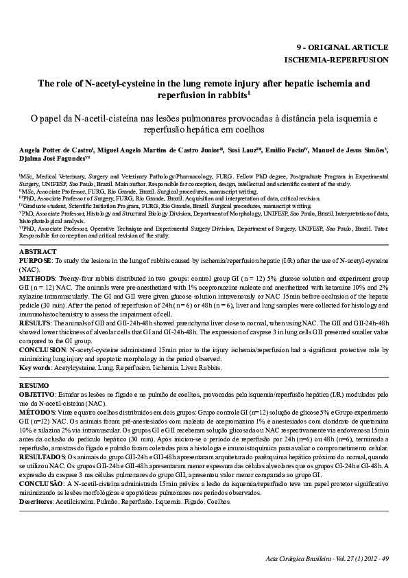 (PDF) The role of N-acetyl-cysteine in the lung remote injury after ...