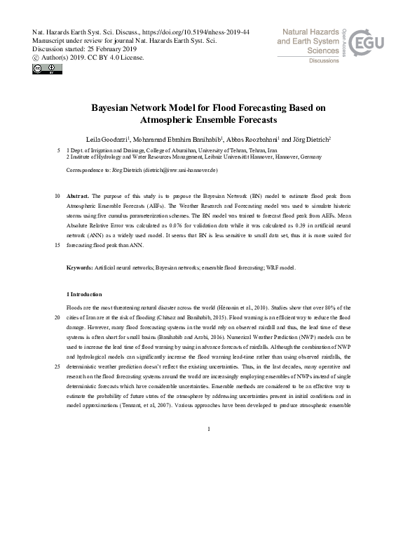 (PDF) Bayesian Network Model for Flood Forecasting Based on Atmospheric ...