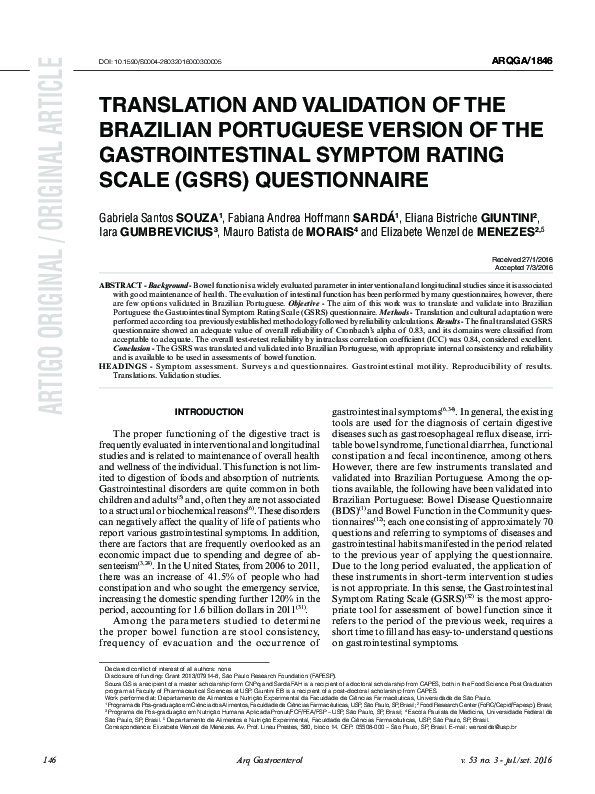 (PDF) Translation and Validation of the Brazilian Portuguese Version of ...