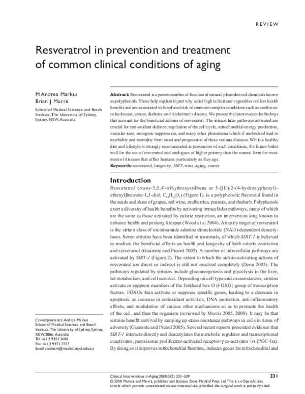 (PDF) Resveratrol in prevention and treatment of common clinical ...