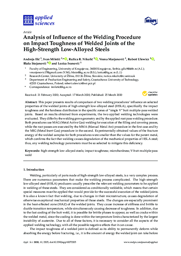 (PDF) Analysis of Influence of the Welding Procedure on Impact ...