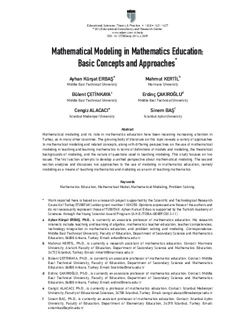(PDF) Mathematical Modeling in Mathematics Education: Basic Concepts ...