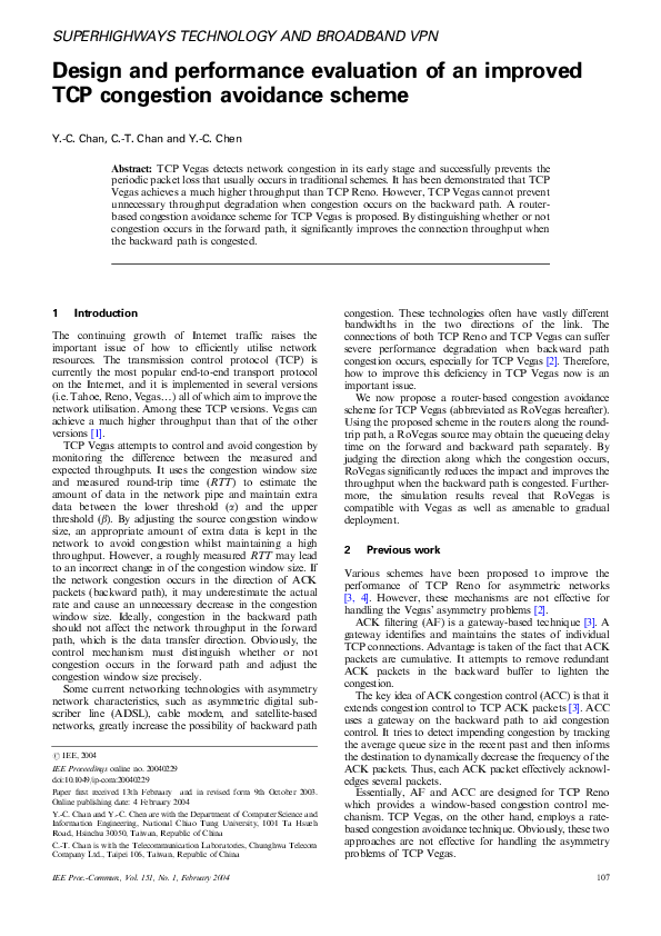 (PDF) Design and performance evaluation of an improved TCP congestion ...