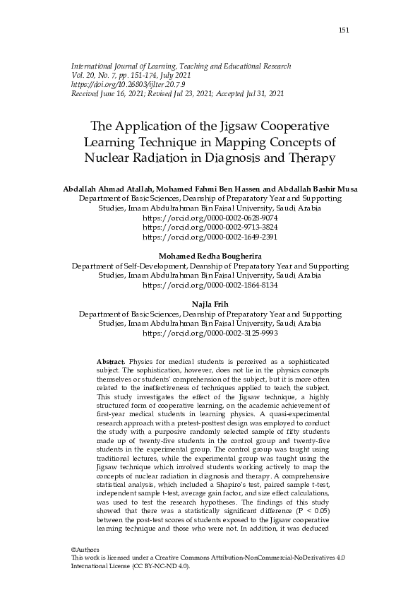 (PDF) The Application of the Jigsaw Cooperative Learning Technique in ...