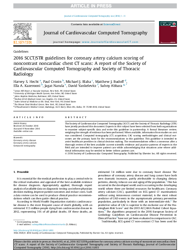 (PDF) 2016 SCCT/STR guidelines for coronary artery calcium scoring of noncontrast noncardiac